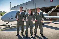 Wiedereröffnung der 147. Staffel „Goring Ram“ (siehe Overalls) mit der Hermes 900 Kochav, April 2024