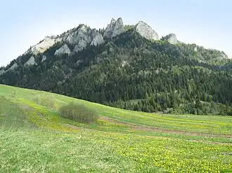 Blick von dem Ort Sromowce Niżne