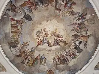 Großer Heiligenhimmel mit der Trinität und Maria