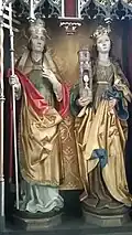 St. Klemens I. und St. Barbara in dem rechten Hochaltarretabel (Caspar Weis, 1891)