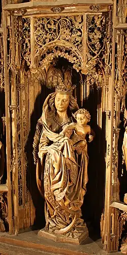 Mondsichelmadonna des Lorcher Hochaltares der katholischen Pfarrkirche St. Martin, Lorch (Rheingau) von 1483