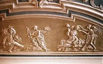 Stuckierter Totentanz an der Decke der Heilig-Grab-Kapelle
