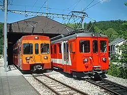 BDe 4/4 231 (rechts) zusammen dem Be 4/4 205 der NStCM in St-Cergue