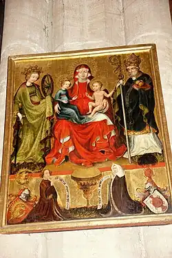 Marienbild, Sebalduskirche (mit Doppelwappen Imhoff/?), 15. Jh.