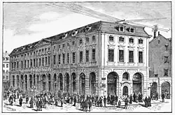 Bibliotheksflügel des Gewandhauses am Gewandgäßchen, Ecke Neumarkt (vor 1866)