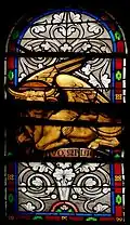 Chorfenster mit dem Stier des Evangelisten Lukas