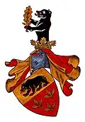 Wappen einer deutschen Familie Röhl, die sich eigenmächtig „Baron von Röhl“ nennt, seit 2006 in der Deutschen Wappenrolle des Herold unter DWR 11007/06