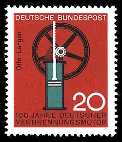 Briefmarke der Deutschen Bundespost von 1964: 100 Jahre deutscher Verbrennungs­motor