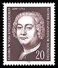 Briefmarke mit einer Abbildung von Georg Wenzeslaus von Knobelsdorff