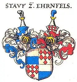 Reichsfreiherrenwappen Stauff zu Ehrenfels in Johann Siebmachers Wappenbuch von 1605
