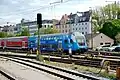 Steuerwagen im Bahnland Bayern-Design in der Abstellung am Ostbahnhof im April 2019