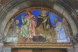 Gemälde über dem Nordportal (hll. Candidus und Corbinian), Stiftskirche Innichen