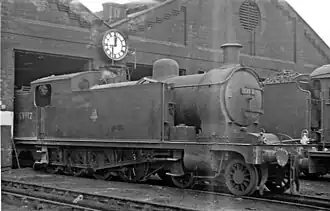 Lokomotive Nr. 69912 der ehemaligen NER-Klasse X im Jahr 1954 im Depot Stockton