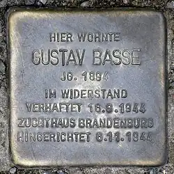 Stolperstein für Gustav Basse in Berlin-Kreuzberg