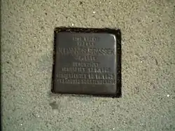 Stolperstein für Johannes Prassek, Bramstraße 105 in Osnabrück-Haste Koordinaten52.3053978.048291
