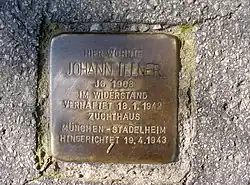 Stolperstein für Johann Illner in der Stauffenstraße 10 in Salzburg-Elisabethvorstadt