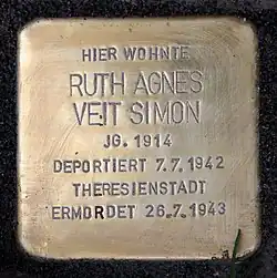 Stolperstein Ruth Agnes Veit Simon, Berlin, Hindenburgdamm 11