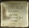 Stolperstein Betty Fass (Maastrichter Straße 21)