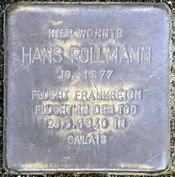 Stolperstein für Hans Rollmann (Pferdmengesstraße 25)