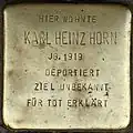 Stolperstein für Karl Heinz Horn (Maastrichter Straße 21)