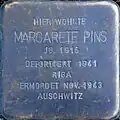 Stolperstein für Margarete Pins (Peterstrasse 26)