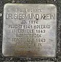 Stolperstein für Siegmund Klein (Blumenthalstraße 23)