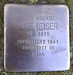 Stolperstein für Inge Leiser (Spichernstraße 30)