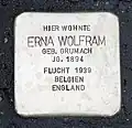 Stolperstein für Erna&nbsp;Wolfram