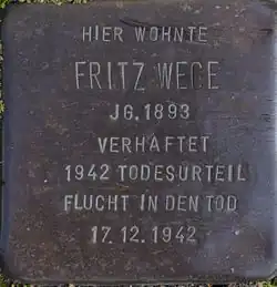 Stolperstein für Fritz wege