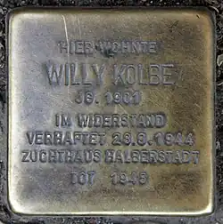 Stolperstein für Willy Kolbe an der Sonnenallee 137 in Berlin-Neukölln