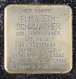 Stolperstein für Elisabeth&nbsp;Schumacher
