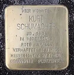 Stolperstein für Kurt&nbsp;Schumacher