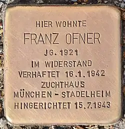 Stolperstein für Franz Ofner in der Itzlinger Hauptstraße 22 in Salzburg