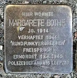 Stolperstein für Margarete Bothe, Heinrich-Budde-Straße 27 (Leipzig)