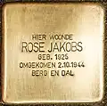 Stolperstein für Rose Jakobs in ’s-Hertogenbosch