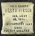 Stolperstein für Berta Hirsch (Aachener Straße 28)