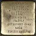 Stolperstein für Elfriede Klee (Weyerstraße 122)