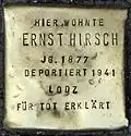 Stolperstein für Ernst Hirsch (Aachener Straße 28)