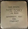 Stolperstein für Paul Schay (Vogelsanger Straße 1)