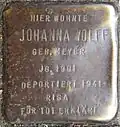 Stolperstein für Johanna Wolff (Frankstraße 12)