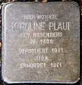 Stolperstein für Karoline Plaut (Marienburger Straße 52)
