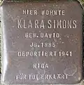 Stolperstein für Klara Simons (Im Dau 12)
