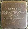 Stolperstein für Schaja Tabaksman (Kleiner Griechenmarkt 31)
