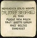 Stolperstein für Josef Siegfried (Heimbacher Straße 13)