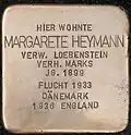 Stolperstein für Margarete Heymann (Kinkelstraße 9)