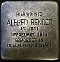 Stolperstein für Alfred Bender (Lungengasse 43)