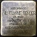 Stolperstein für Wilhelmine Bender (Lungengasse 43)