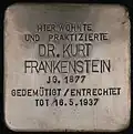 Stolperstein für Kurt Frankenstein (Kaiser-Wilhelm-Ring 24)
