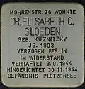 Stolperstein für Elisabeth Charlotte Gloeden, Mohrenstraße 26 Köln-Altstadt-Nord