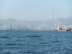 Stonecutters Bridge beim Bau, Ende 2008